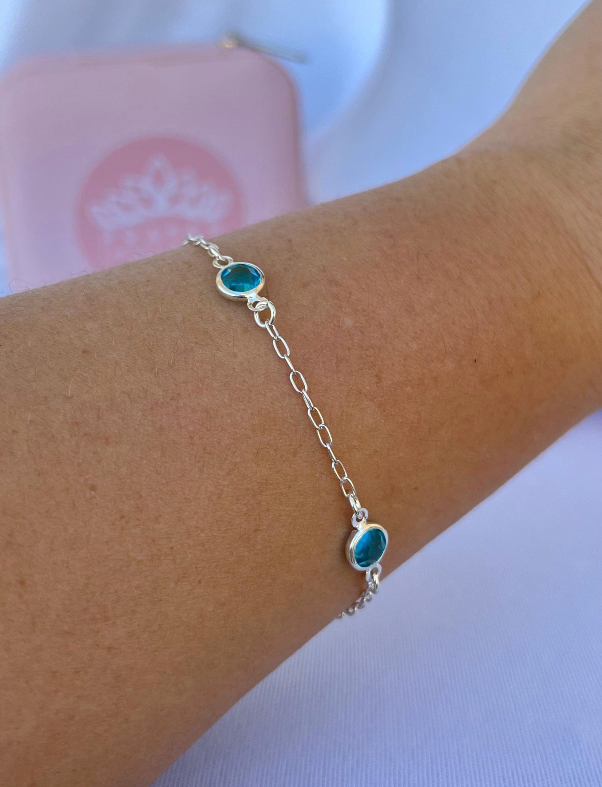 Pulseira 4 Cristais Azul Claro