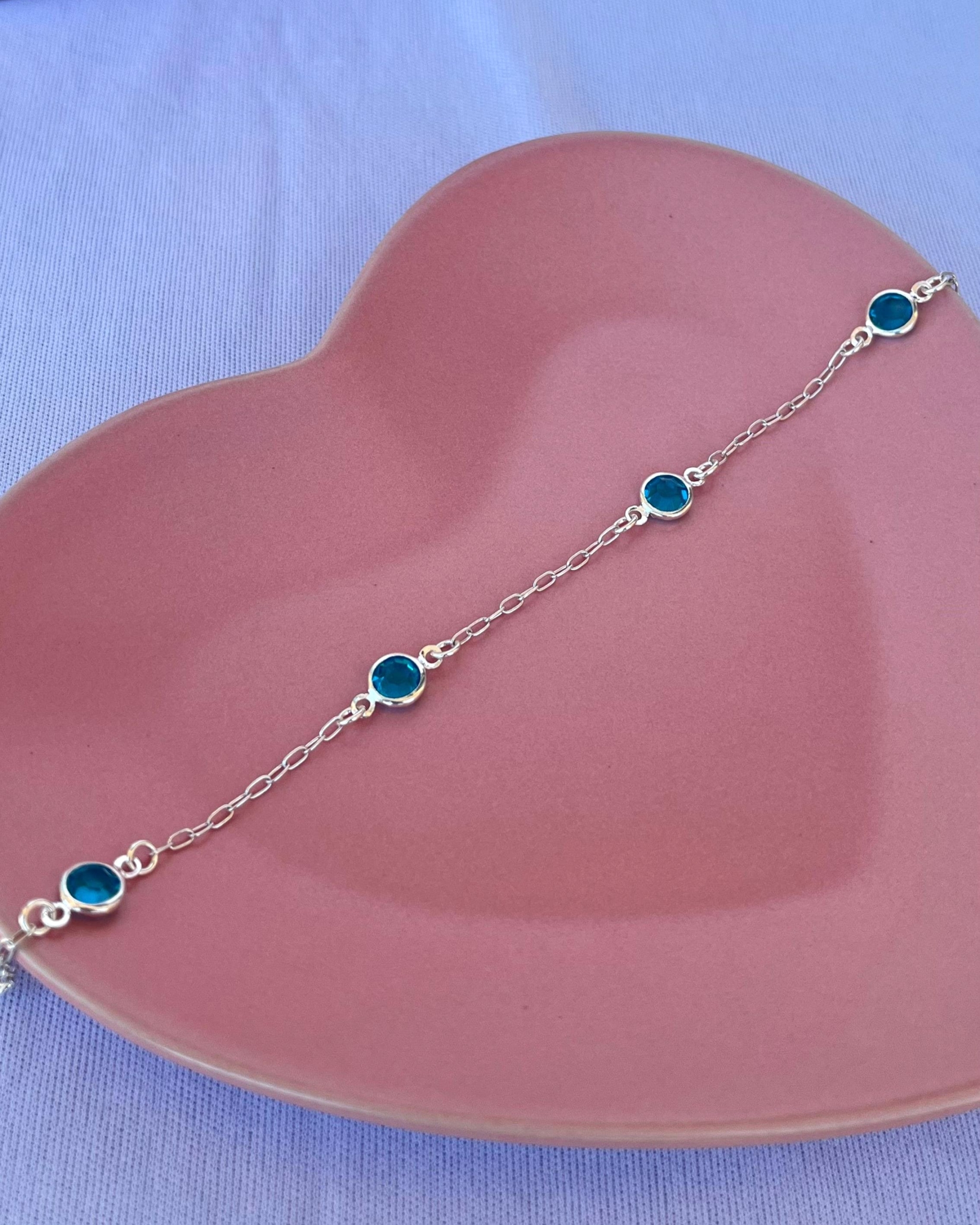 Pulseira 4 Cristais Azul Claro - Imagem 3